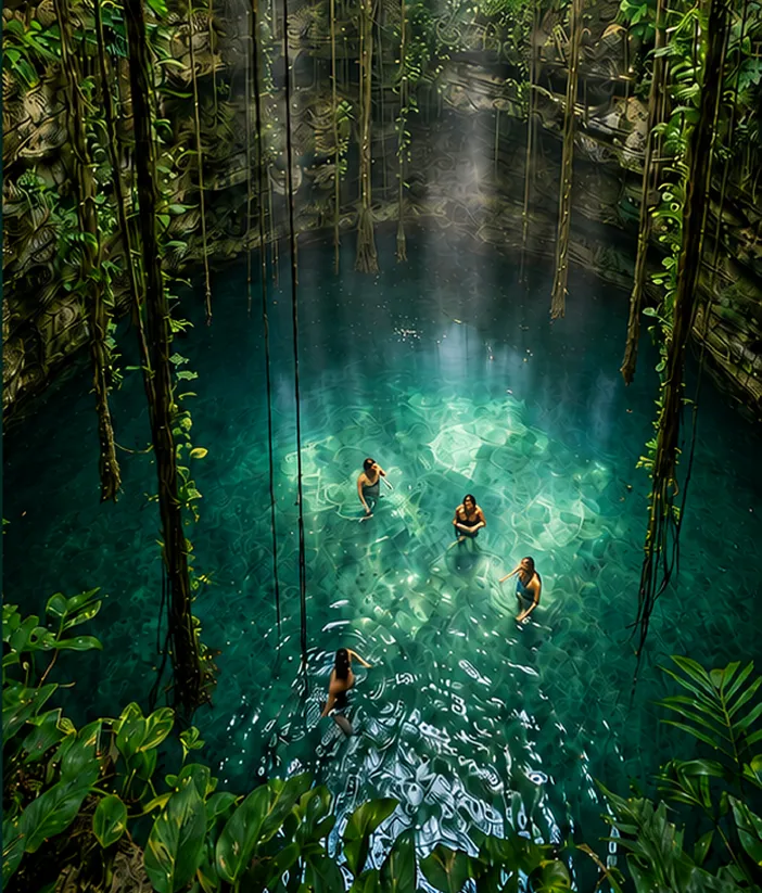 Cenote au coeur de la jungle maya
