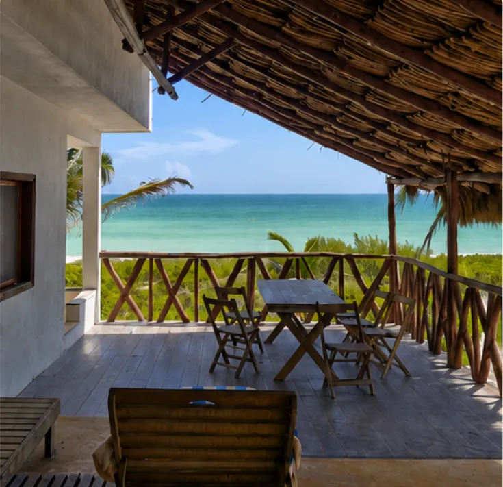 Terrasse face à la plage, El Cuyo